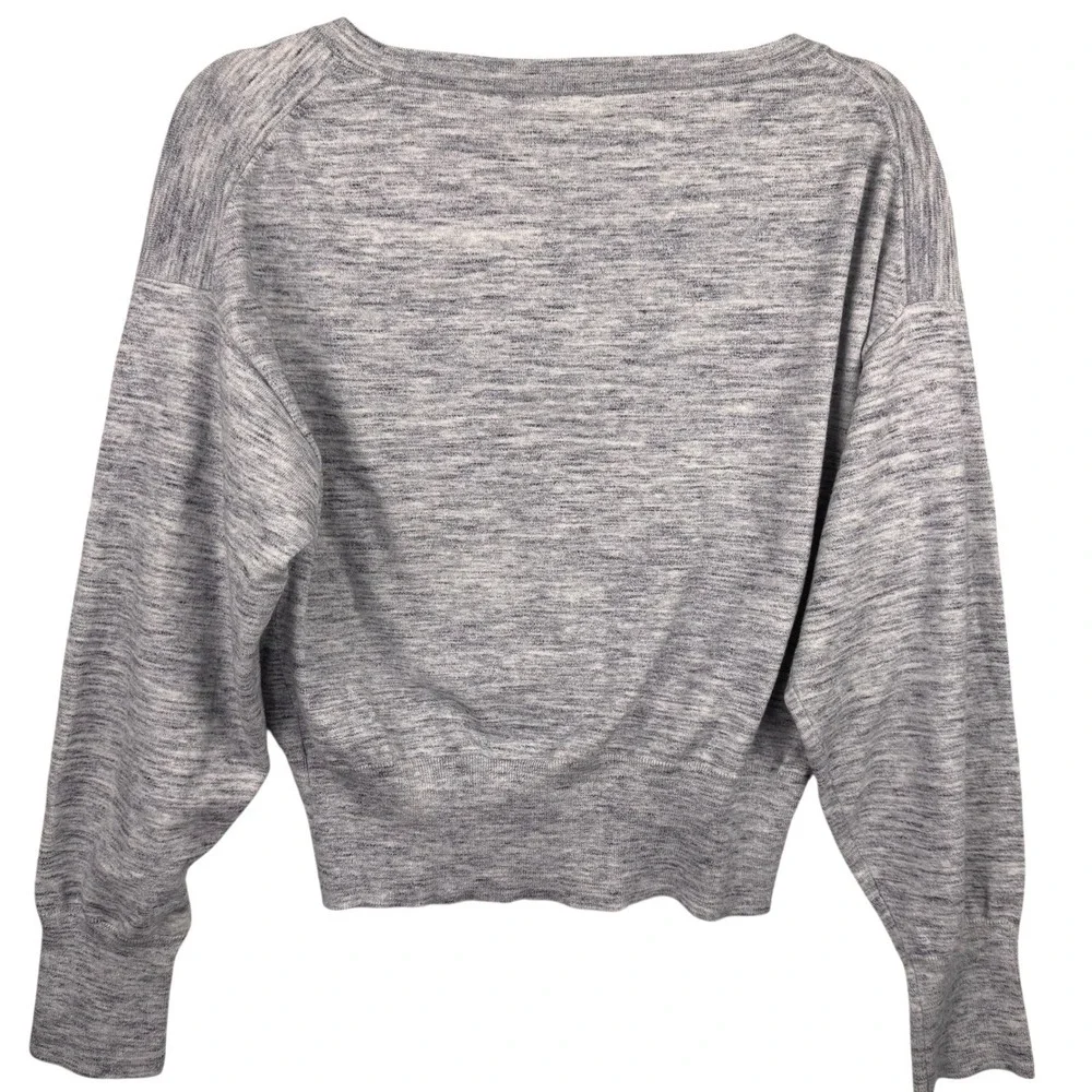 J. Crew Sweater Size M Heathered Gray V‎ Neck Button Front Cropped Capsule
